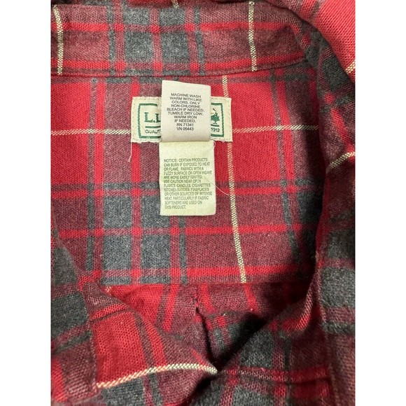 L.L. Bean Flannel Mens Large Heavyweight Red Blue Button Up Shirt Tall MT07 - Picture 3 of 10